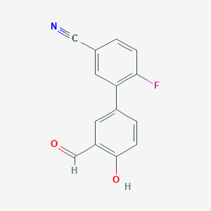 molecular formula C14H8FNO2 B6377960 4-(5-Cyano-2-fluorophenyl)-2-formylphenol CAS No. 1111120-74-1