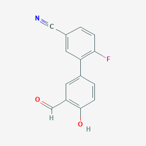 B6377960 4-(5-Cyano-2-fluorophenyl)-2-formylphenol, 95% CAS No. 1111120-74-1