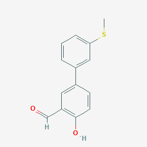 molecular formula C14H12O2S B6378106 2-Formyl-4-(3-methylthiophenyl)phenol, 95% CAS No. 1111128-81-4