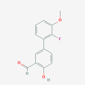 molecular formula C14H11FO3 B6378144 4-(2-Fluoro-3-methoxyphenyl)-2-formylphenol, 95% CAS No. 1111120-43-4