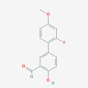 molecular formula C14H11FO3 B6378158 4-(2-Fluoro-4-methoxyphenyl)-2-formylphenol, 95% CAS No. 1111129-20-4