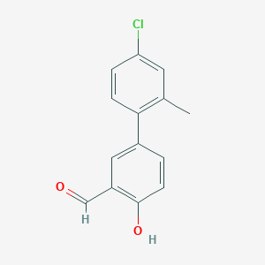 molecular formula C14H11ClO2 B6378265 4-(4-Chloro-2-methylphenyl)-2-formylphenol, 95% CAS No. 1111120-02-5