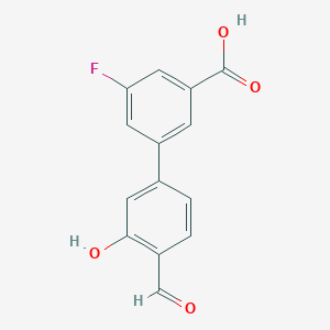 5-(3-Carboxy-5-fluorophenyl)-2-formylphenol, 95%