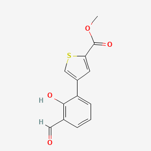 molecular formula C13H10O4S B6378547 Methyl 4-(3-formyl-2-hydroxyphenyl)thiophene-2-carboxylate CAS No. 1261986-58-6
