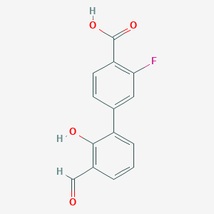 molecular formula C14H9FO4 B6378560 6-(4-Carboxy-3-fluorophenyl)-2-formylphenol CAS No. 1258618-89-1