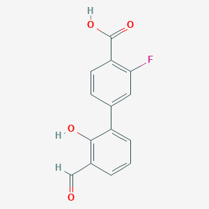 6-(4-Carboxy-3-fluorophenyl)-2-formylphenol, 95%