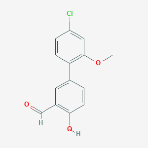 molecular formula C14H11ClO3 B6378609 4-(4-Chloro-2-methoxyphenyl)-2-formylphenol, 95% CAS No. 1111121-06-2