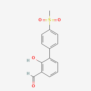 molecular formula C14H12O4S B6378802 2-Formyl-6-(4-methylsulfonylphenyl)phenol CAS No. 1258637-00-1