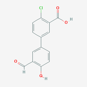 molecular formula C14H9ClO4 B6378853 4-(3-Carboxy-4-chlorophenyl)-2-formylphenol CAS No. 1261902-90-2