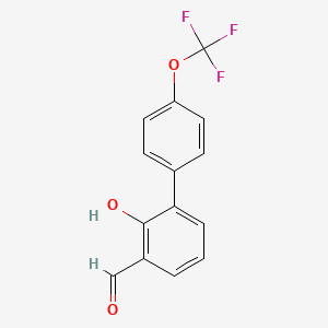 molecular formula C14H9F3O3 B6378873 2-Formyl-6-(4-trifluoromethoxyphenyl)phenol CAS No. 1191039-22-1