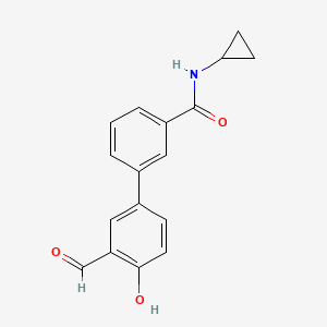 molecular formula C17H15NO3 B6378874 4-[3-(Cyclopropylaminocarbonyl)phenyl]-2-formylphenol CAS No. 1261969-43-0