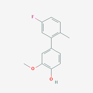 molecular formula C14H13FO2 B6379561 4-(5-Fluoro-2-methylphenyl)-2-methoxyphenol CAS No. 1261919-54-3