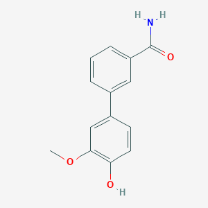 molecular formula C14H13NO3 B6379773 4-(3-Aminocarbonylphenyl)-2-methoxyphenol CAS No. 1261919-92-9