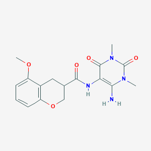 molecular formula C17H20N4O5 B063800 N-(4-amino-1,3-dimethyl-2,6-dioxopyrimidin-5-yl)-5-methoxy-3,4-dihydro-2H-chromene-3-carboxamide CAS No. 166115-78-2