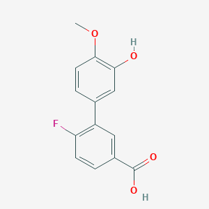 molecular formula C14H11FO4 B6380117 5-(5-Carboxy-2-fluorophenyl)-2-methoxyphenol CAS No. 1261948-65-5