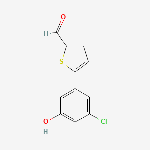 molecular formula C11H7ClO2S B6381022 5-(3-Chloro-5-hydroxyphenyl)thiophene-2-carbaldehyde CAS No. 1261904-68-0