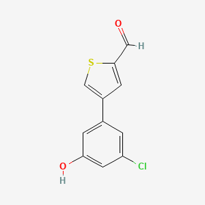 molecular formula C11H7ClO2S B6381032 4-(3-Chloro-5-hydroxyphenyl)thiophene-2-carbaldehyde CAS No. 1261982-63-1