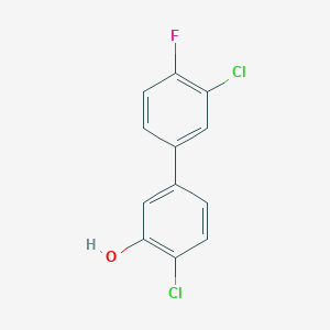 molecular formula C12H7Cl2FO B6381461 2-Chloro-5-(3-chloro-4-fluorophenyl)phenol CAS No. 1261899-26-6