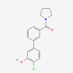 molecular formula C17H16ClNO2 B6382171 2-Chloro-5-(3-pyrrolidinylcarbonylphenyl)phenol CAS No. 1261897-36-2