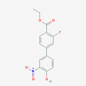 molecular formula C15H12FNO5 B6383019 4-[4-(Ethoxycarbonyl)-3-fluorophenyl]-2-nitrophenol CAS No. 1261970-37-9