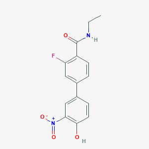 molecular formula C15H13FN2O4 B6383045 4-[4-(Ethylcarbamoyl)-3-fluorophenyl]-2-nitrophenol CAS No. 1261946-55-7
