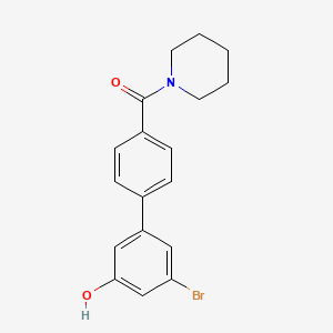 molecular formula C18H18BrNO2 B6383714 3-Bromo-5-[4-(piperidine-1-carbonyl)phenyl]phenol CAS No. 1261958-31-9