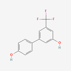 molecular formula C13H9F3O2 B6383823 5-(4-Hydroxyphenyl)-3-trifluoromethylphenol CAS No. 1261964-63-9