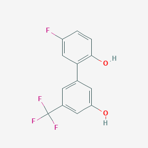 molecular formula C13H8F4O2 B6384071 5-(5-Fluoro-2-hydroxyphenyl)-3-trifluoromethylphenol CAS No. 1261952-30-0