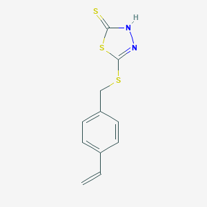 molecular formula C11H10N2S3 B063846 5-(4-Vinylbenzylthio)-1,3,4-thiadiazole-2-thiol CAS No. 174728-86-0