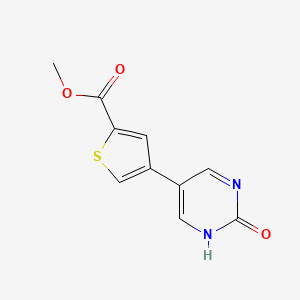 molecular formula C10H8N2O3S B6385732 2-Hydroxy-5-[5-(methoxycarbonyl)thiophen-3-YL]pyrimidine CAS No. 1261943-37-6