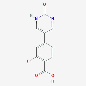 molecular formula C11H7FN2O3 B6385742 2-Fluoro-4-(2-hydroxypyrimidin-5-yl)benzoicacid CAS No. 1111103-62-8