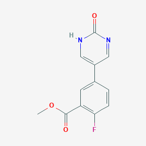 molecular formula C12H9FN2O3 B6385926 5-(4-Fluoro-3-methoxycarbonylphenyl)-2-hydroxypyrimidine, 95% CAS No. 1111104-18-7