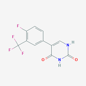 molecular formula C11H6F4N2O2 B6385984 (2,4)-Dihydroxy-5-(4-fluoro-3-trifluoromethylphenyl)pyrimidine CAS No. 1261943-90-1