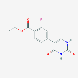 molecular formula C13H11FN2O4 B6386007 (2,4)-Dihydroxy-5-[4-(ethoxycarbonyl)-3-fluorophenyl]pyrimidine CAS No. 1261910-53-5