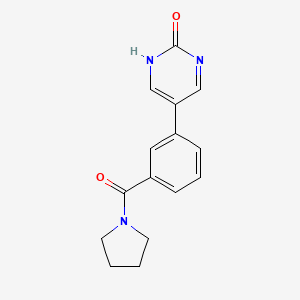 molecular formula C15H15N3O2 B6386023 2-Hydroxy-5-(3-pyrrolidinylcarbonylphenyl)pyrimidine CAS No. 1261910-64-8