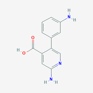 molecular formula C12H11N3O2 B6386380 2-Amino-5-(3-aminophenyl)pyridine-4-carboxylic acid CAS No. 1261996-01-3