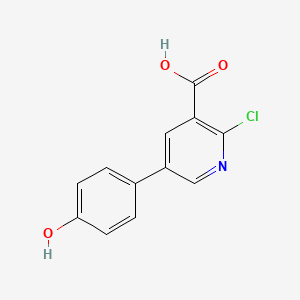 molecular formula C12H8ClNO3 B6386545 2-Chloro-5-(4-hydroxyphenyl)pyridine-3-carboxylic acid CAS No. 1258625-22-7