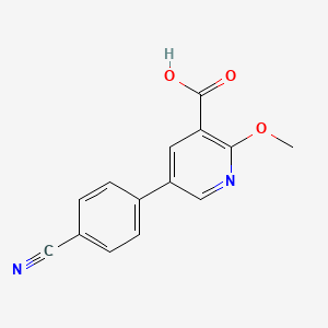 molecular formula C14H10N2O3 B6386613 5-(4-Cyanophenyl)-2-methoxynicotinic acid, 95% CAS No. 1261972-58-0