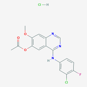 molecular formula C17H14Cl2FN3O3 B063869 4-(3-Chloro-4-fluorophenylamino)-7-methoxyquinazolin-6-yl acetate hydrochloride CAS No. 184475-70-5