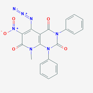 molecular formula C20H13N7O5 B063873 5-Azido-8-methyl-6-nitro-1,3-diphenylpyrido[2,3-d]pyrimidine-2,4,7-trione CAS No. 189998-38-7