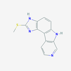molecular formula C13H10N4S B063918 4-Methylsulfanyl-3,5,10,13-tetrazatetracyclo[7.7.0.02,6.011,16]hexadeca-1(9),2(6),3,7,11(16),12,14-heptaene CAS No. 164797-47-1