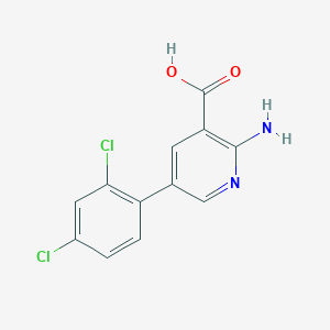 molecular formula C12H8Cl2N2O2 B6392327 2-Amino-5-(2,4-dichlorophenyl)nicotinic acid CAS No. 1262001-39-7