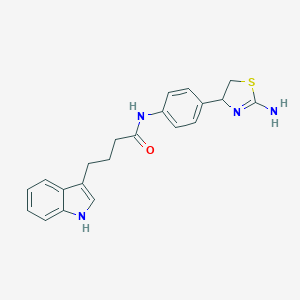 molecular formula C21H22N4OS B063927 N-(4-(2-Amino-4,5-dihydro-4-thiazolyl)phenyl)-1H-indole-3-butanamide CAS No. 161806-43-5