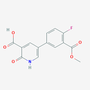 molecular formula C14H10FNO5 B6393151 5-(4-Fluoro-3-methoxycarbonylphenyl)-2-hydroxynicotinic acid CAS No. 1261931-52-5