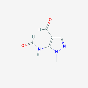 molecular formula C6H7N3O2 B063935 N-(4-formyl-2-methylpyrazol-3-yl)formamide CAS No. 188998-35-8