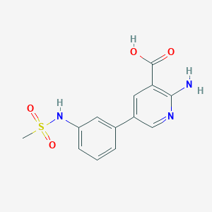 molecular formula C13H13N3O4S B6394372 2-Amino-5-(3-methylsulfonylaminophenyl)nicotinic acid CAS No. 1261957-75-8