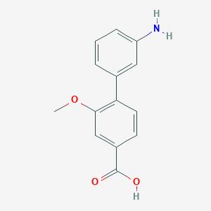 molecular formula C14H13NO3 B6396119 4-(3-Aminophenyl)-3-methoxybenzoic acid CAS No. 1261943-45-6