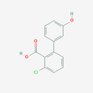 molecular formula C13H9ClO3 B6396355 6-Chloro-2-(3-hydroxyphenyl)benzoic acid, 95% CAS No. 1261944-45-9