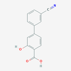 molecular formula C14H9NO3 B6396556 4-(3-Cyanophenyl)-2-hydroxybenzoic acid CAS No. 1262005-46-8