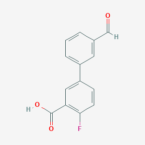 molecular formula C14H9FO3 B6396931 2-Fluoro-5-(3-formylphenyl)benzoic acid CAS No. 1261915-38-1